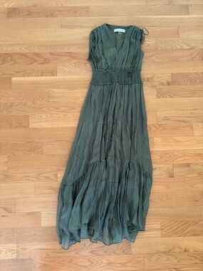 Taylor Olive Green Smocked Waist Maxi Dress
